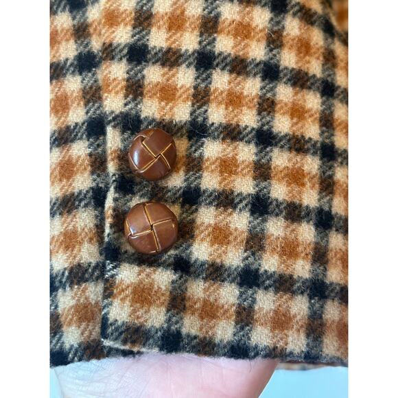 DAKS London Wool Check Men’s Blazer Brown Plaid Vintage Sport Coat 42R - Picture 3 of 9